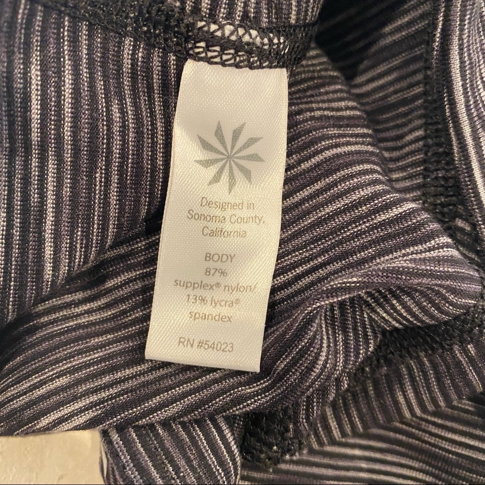 ATHLETA Energy Chaturanga Gray Black Stripe Cropped Leggings - Picture 5 of 5